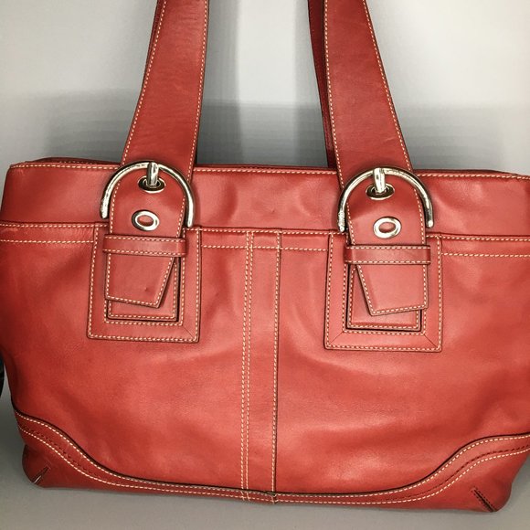 Coach Handbags - Authentic Coach Red Tote Leather Satchel Shoulder